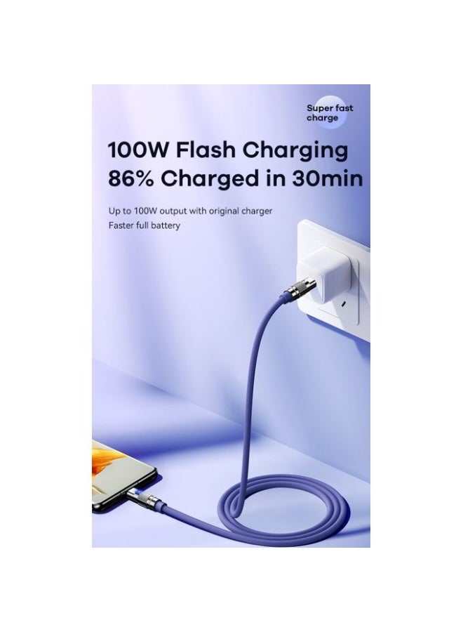 REMAX RC-C055 Fast Charging Data Cable , Type-C to Type-C 100W Cable, Zinc Alloy & TPE Thickened Design with Smart Chip, High Speed Transmission, Durable & Soft Touch - 1m - Image 2