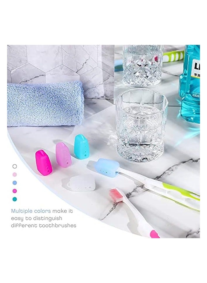 PROMASS Toothbrush Protective Cover, 5 Pack Travel Toothbrush Holders Portable Toothbrush Head Covers Colorful Toothbrush Cap Covers Toothbrush Travel Containers Silicone Toothbrush Covers Toothbrush - Image 2