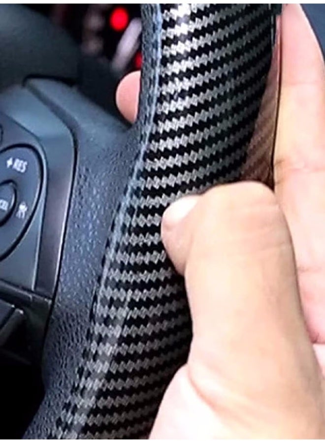 YelaJoy Universal Car Steering Wheel Cover Carbon Fiber, Automobile Interior Accessories Sport Carbon Fiber Car Steering Wheel Cover,  Non-Slip Car Wheel Protector Universal for Diameter 38cm (Black) - Image 4