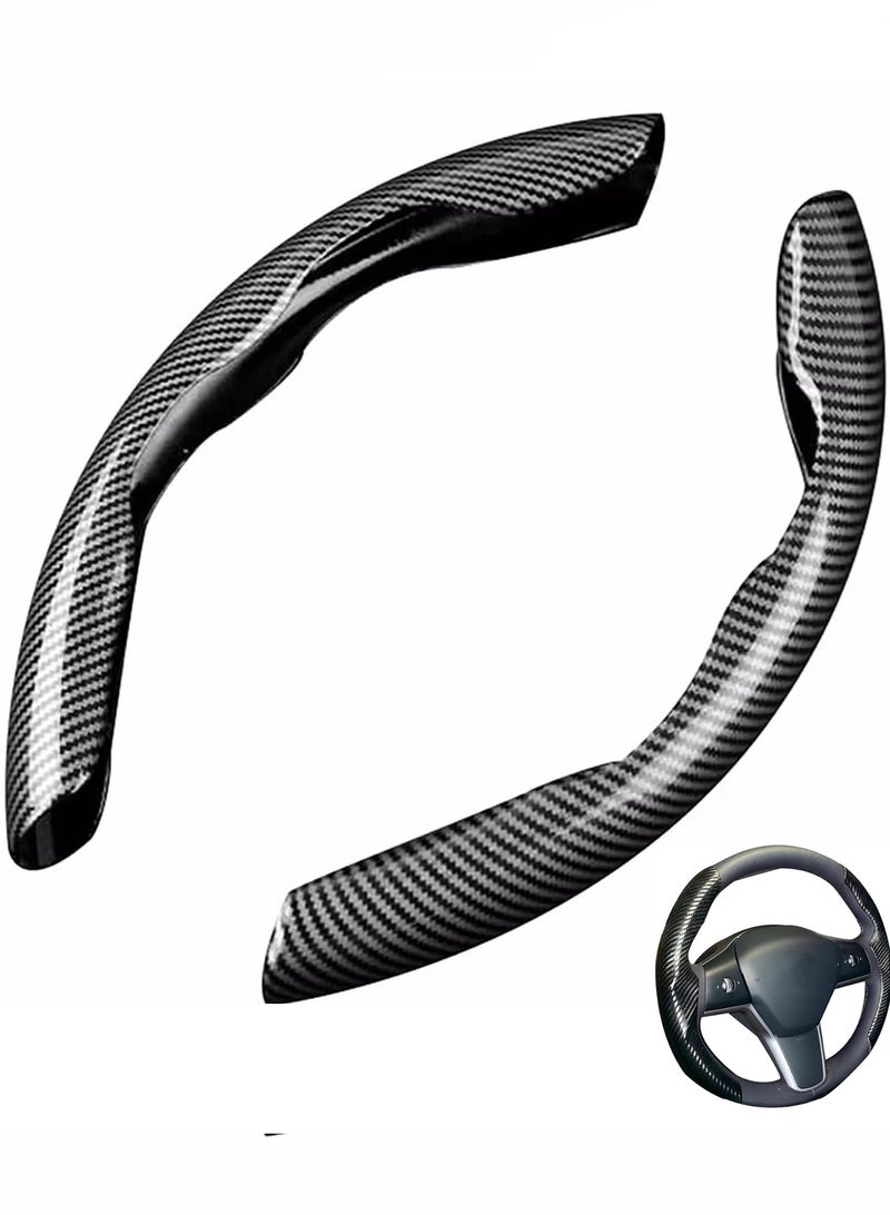 YelaJoy Universal Car Steering Wheel Cover Carbon Fiber, Automobile Interior Accessories Sport Carbon Fiber Car Steering Wheel Cover,  Non-Slip Car Wheel Protector Universal for Diameter 38cm (Black) - Image 1