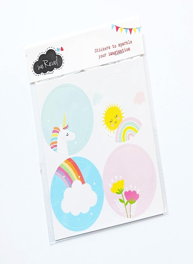 weRevel Magical Unicorn and Floral Note Stickers, 40 Pieces, 2 inches, Round, 4 Unique Designs, Made of Paper-Self-Adhesive - Image 2