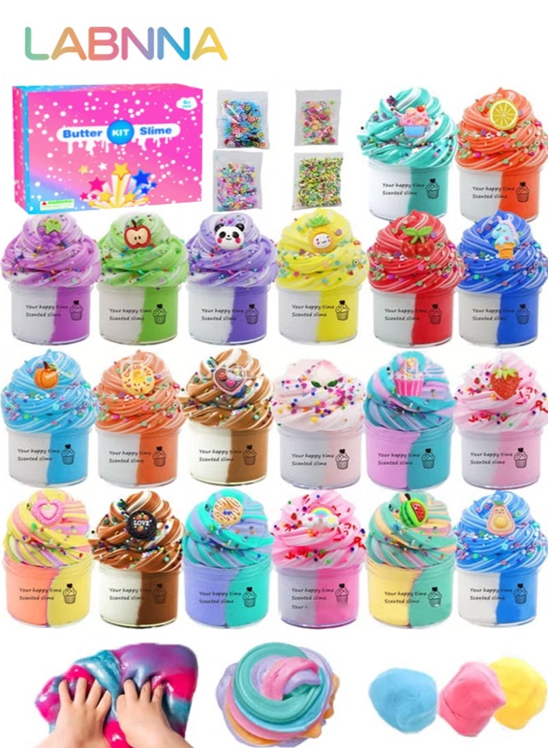 LABNNA 20 Pack Two-Toned Butter Slime Kit for Girls,Super Soft and Non-Sticky Toy,DIY Educational Slime Toys for Kids,Party Favor Birthday Gift for Kids Girls & Boys - Image 1