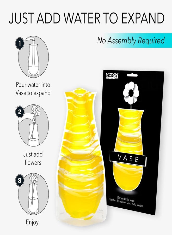MODGY Expandable Flower Vase Plastic Decorative Modern Vases for Flowers Centerpieces Dining Table Decor Living Room Bathroom Wedding Office, Bandido Yellow - Image 4