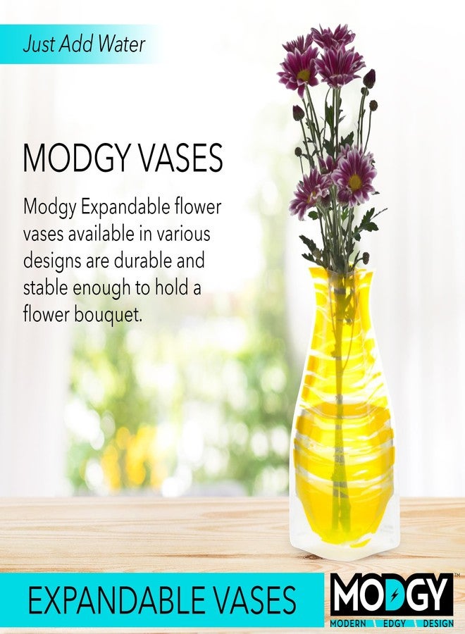 MODGY Expandable Flower Vase Plastic Decorative Modern Vases for Flowers Centerpieces Dining Table Decor Living Room Bathroom Wedding Office, Bandido Yellow - Image 2