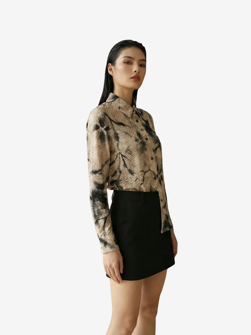 My Fashion Beige Natural MY FASHION Women’s Abstract Velvet Woven Shirt for Women | Best Price UAE