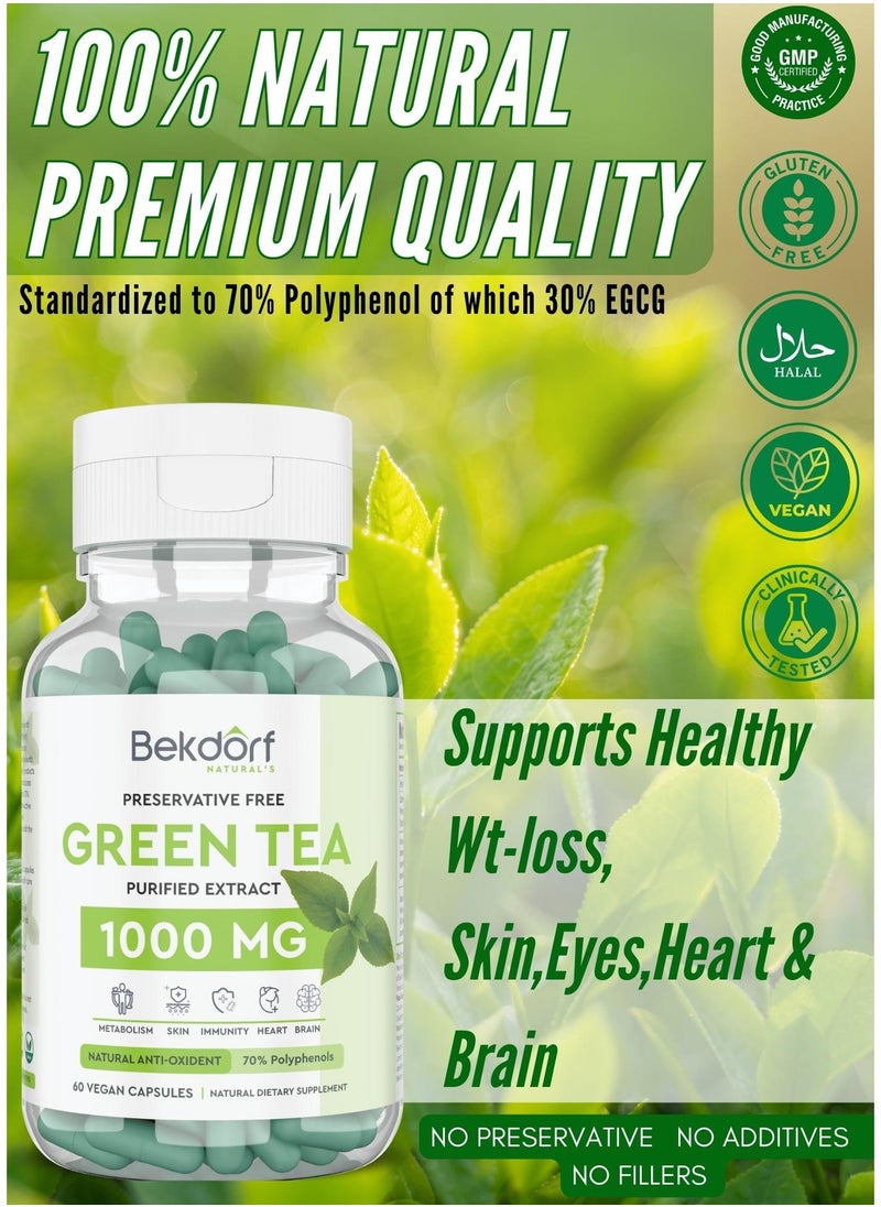 Green tea 1000 mg(Preservative Free)60 Capsules