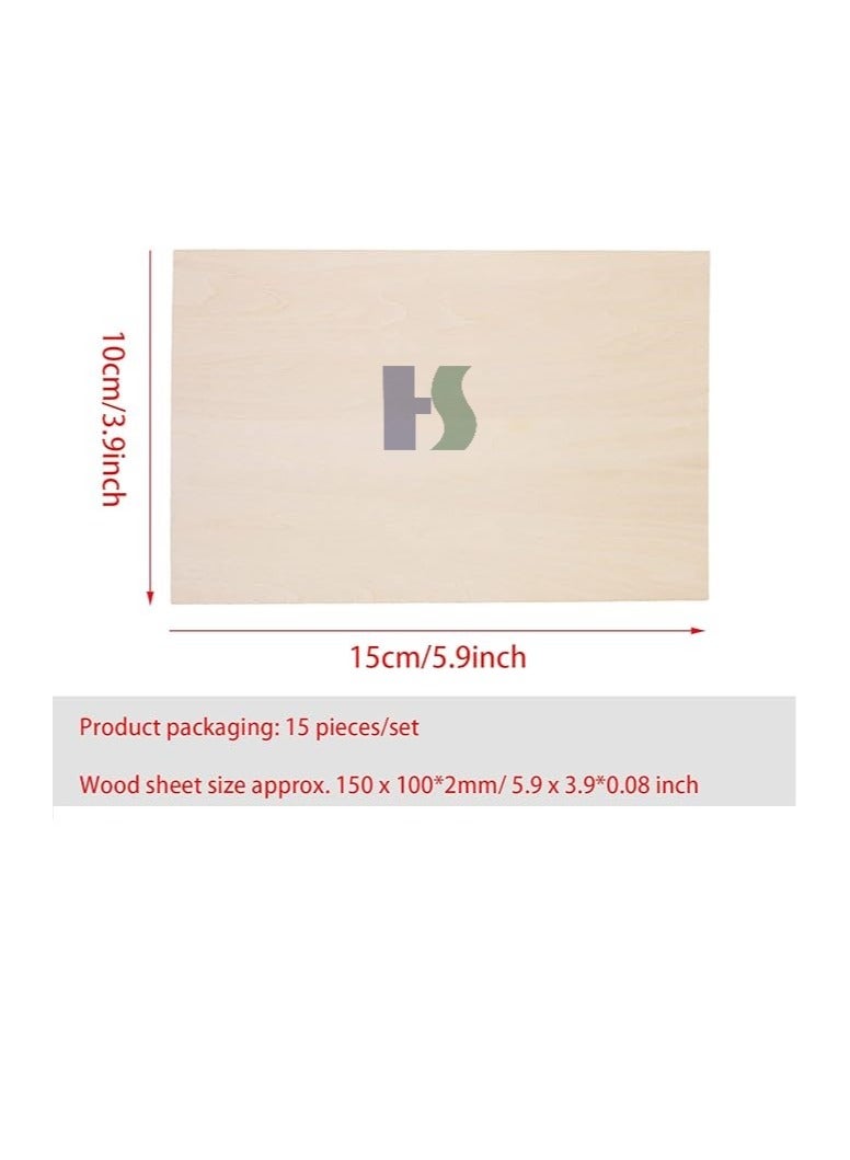 Unfinished MDF BOARD, 15 Pack Plywood Sheets for Crafts, Craft Wood Board for House Aircraft Ship Boat Arts and Crafts, School Projects, (150x100x2mm) - Image 1