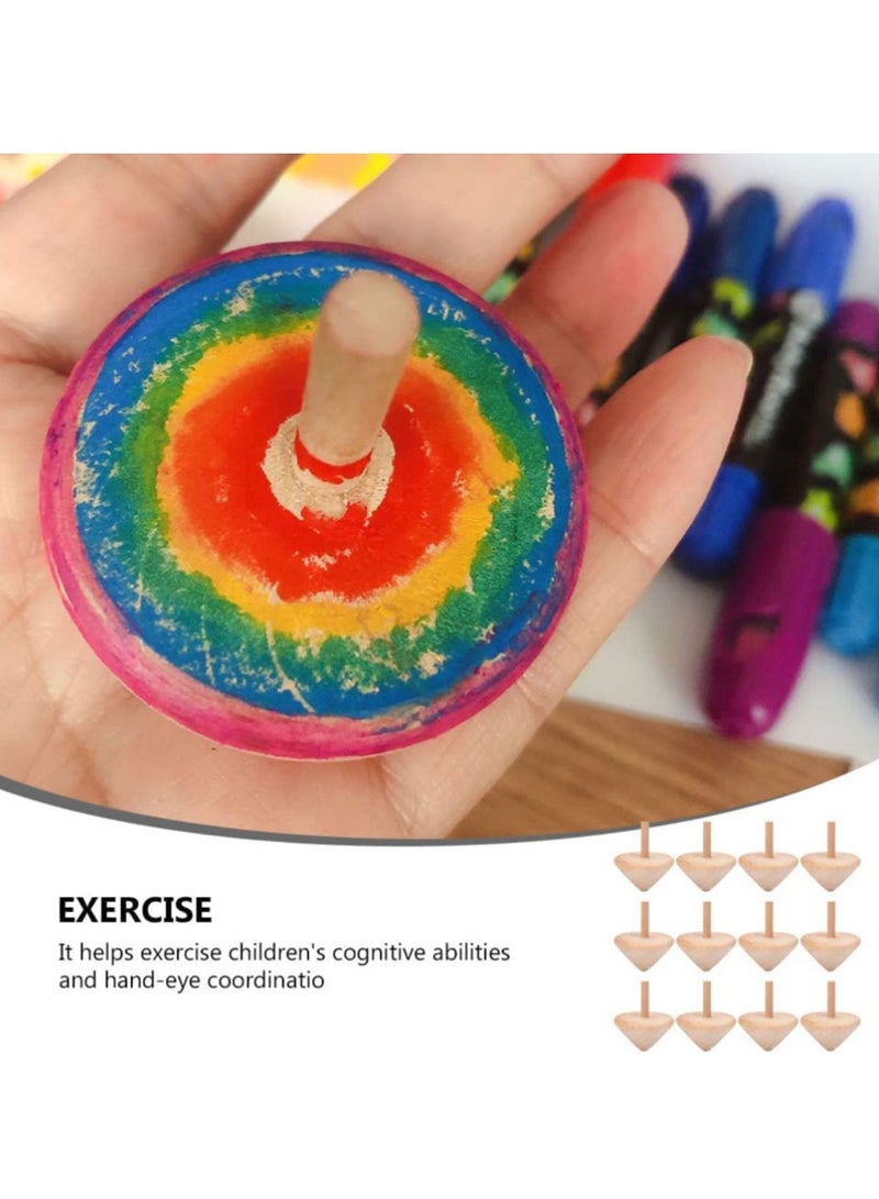 Zikra Wooden Spinning Top Unfinished Wood Tops Craft Gyroscopes Toy for DIY Kids Children Toy Party Favor New Year Gifts (12Pcs) - Image 3