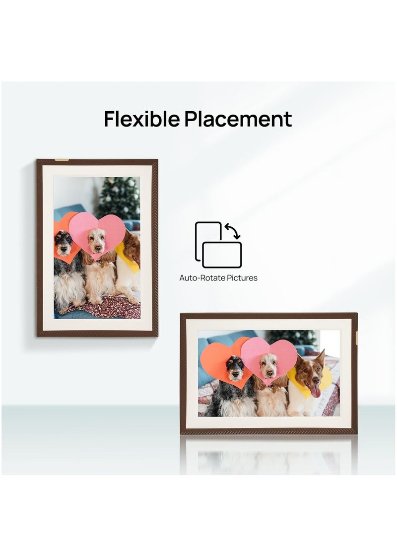 ARZOPA - ARZOPA WiFi Digital Picture Frame 10.1" HD IPS Touch Screen Smart Photo Frame Electronic Free Arzopa App Custom Picture Frame for Gifting Easy Share Unlimited Photos Videos from Anywhere D10 Brown - Image 1