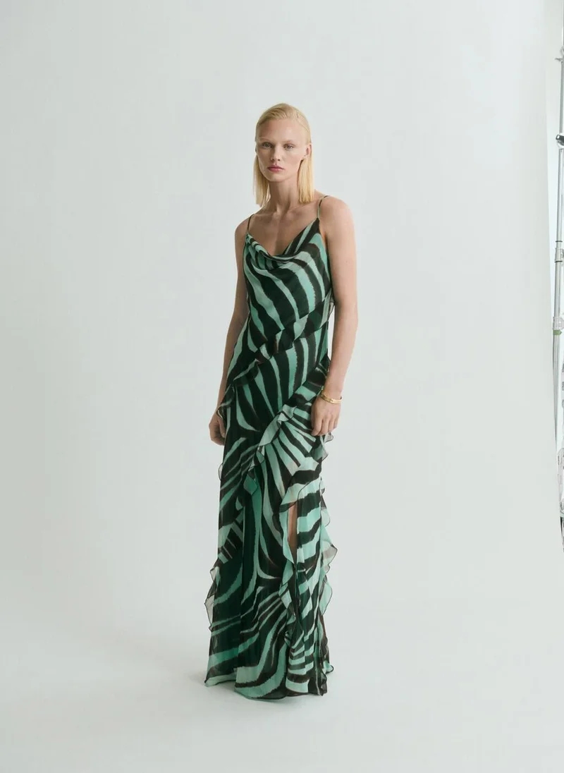 MANGO Zebra-Print Dress With Ruffles