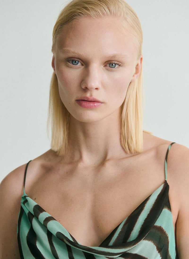 MANGO Zebra Ruffle Maxi Dress  - Image 3