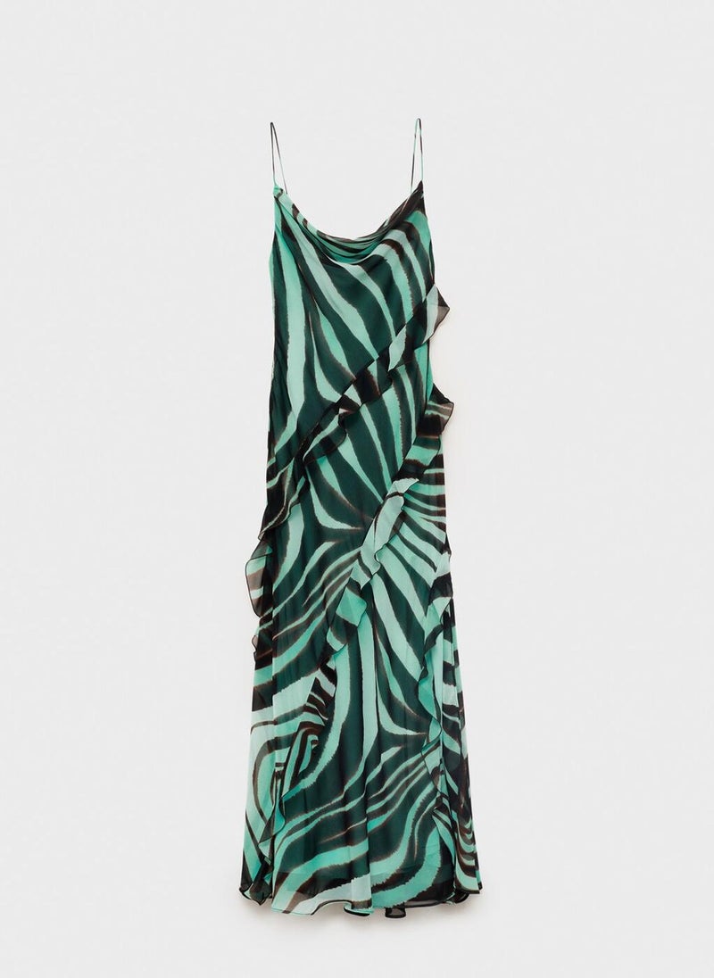 MANGO Zebra Ruffle Maxi Dress  - Image 5