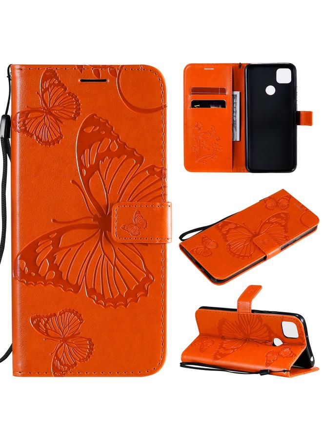 Case For Xiaomi Redmi 9C 3D Butterflies Embossing Pattern Horizontal Flip Leather Case with Holder & Card Slot & Wallet
