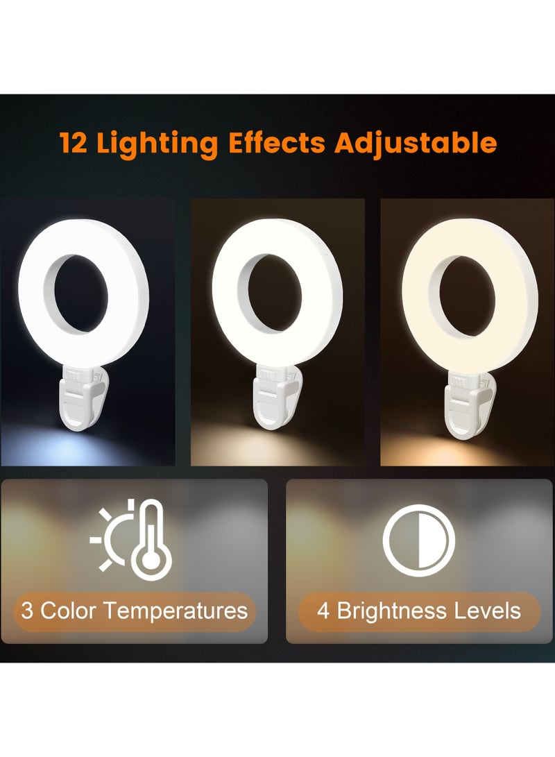 Ring Light Video Conference Lighting Kit 3500k-6500K Dimmable Led Clip on Computer Monitor Laptop Phone for Content Creator (YouTube/TikTok) Makeup,Conference,Selfie,Video,Vlog (White) - Image 4