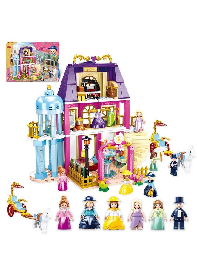 Sluban Sluban 6-12 Girl Friends Fashion Shop Building Sets, Princess Shopping Mall Store House Kits with a Horse Car, 7 Doll Minifigures, Compatible with Lego, Birthday Thanksgiving Girls 6-12 Gifts  - Image 1
