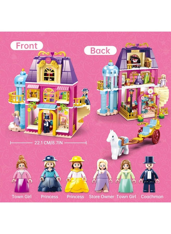 Sluban Sluban 6-12 Girl Friends Fashion Shop Building Sets, Princess Shopping Mall Store House Kits with a Horse Car, 7 Doll Minifigures, Compatible with Lego, Birthday Thanksgiving Girls 6-12 Gifts  - Image 4