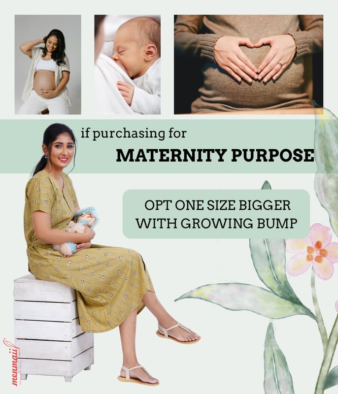 MENMAII Women's [L-4XL] Full Open/Front Buttoned [a Kind of Adaptive Clothing] Multipurpose Nighty for Maternity/Pregnancy/Elderly/Patient/Feeding/Hospital Purpose Nighty(Olive 2XL/ Calf Length - Image 3