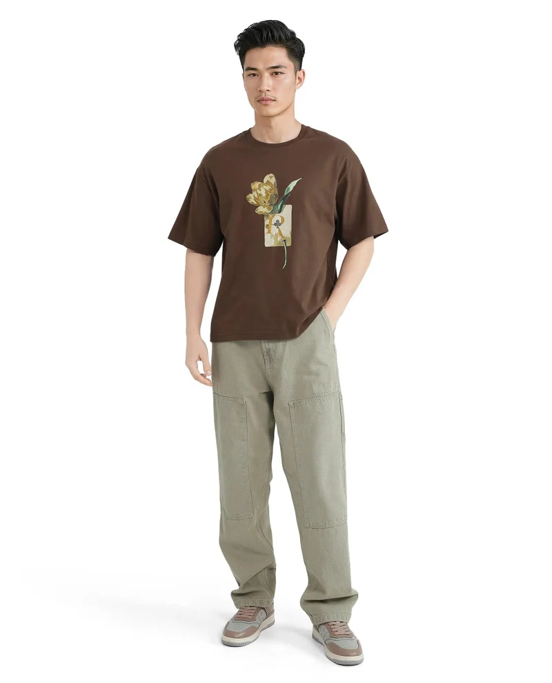Rare Rabbit Men's Graphic Print Oversized T-Shirt