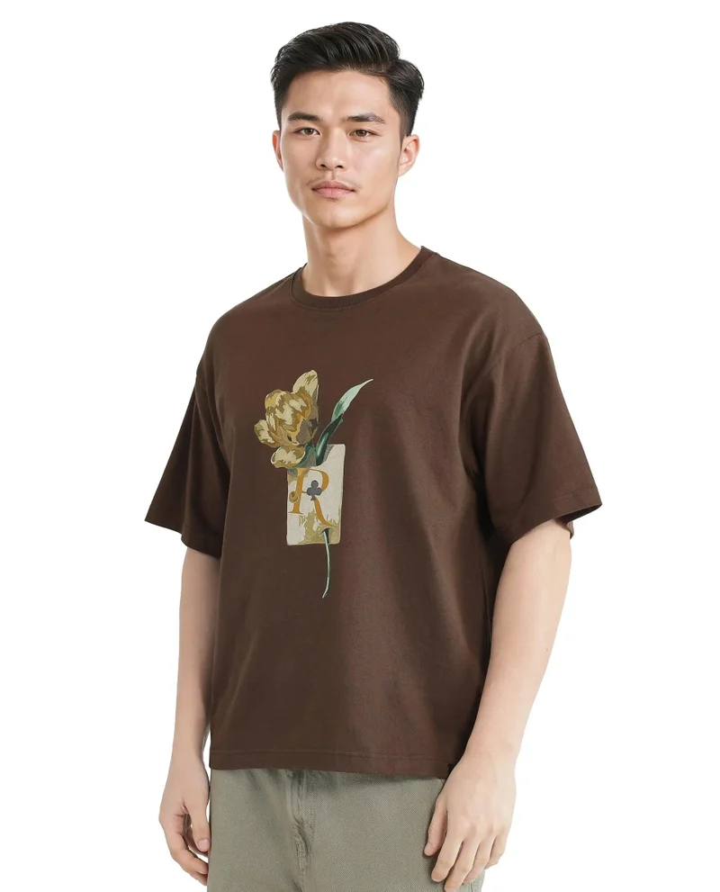 Rare Rabbit Men's Graphic Print Oversized T-Shirt