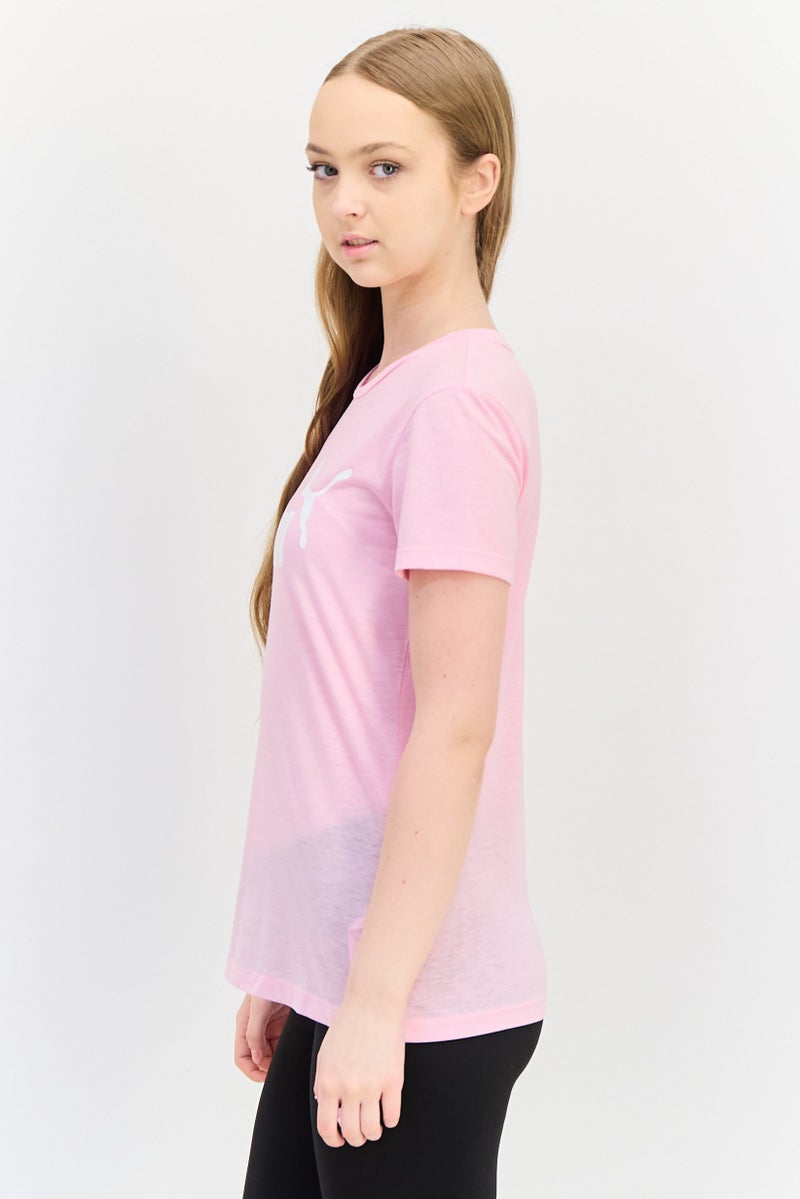 PUMA Women Sportswear Fit Brand Logo Short Sleeves Outdoor T-Shirt, Pink - Image 3