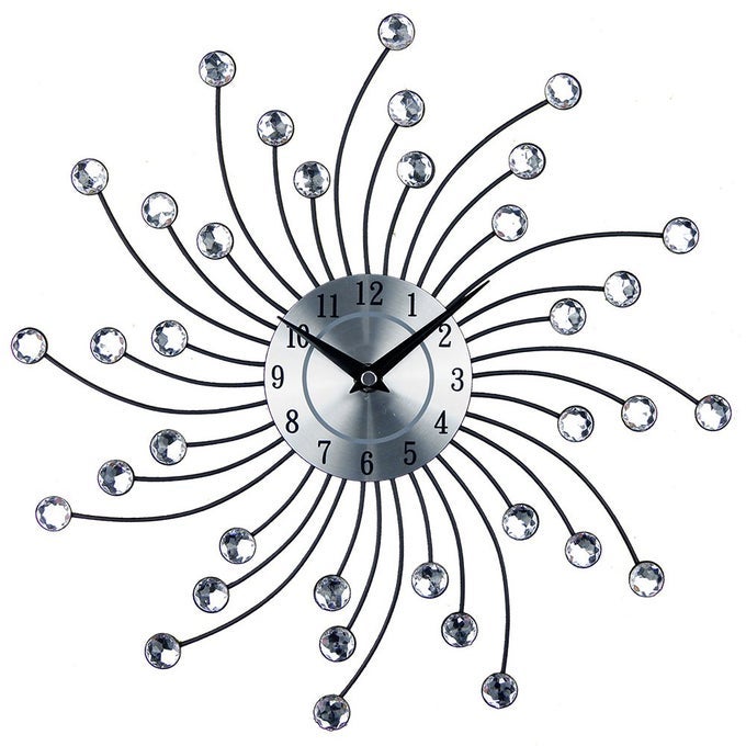 3D CRYSTAL ART DIAL WALL CLOCK MODERN FASHION METAL NEEDLE ROUND DESIGN SILVER DIAMOND CLOCK DCOR FOR LIVING ROOM BEDROOM