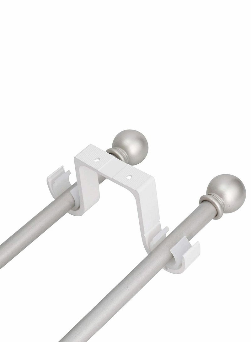SYOSI Curtain Rod Brackets 2 Pcs Double Curtain Rod Ceiling Holder with Heavy Duty Metal Curtain Pole Holder Ceiling Bothway Decorate for Multiple Style Curtain  - Image 2