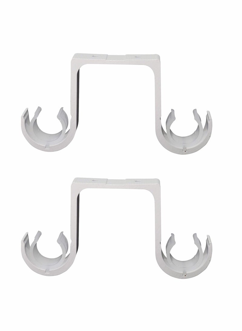 SYOSI Curtain Rod Brackets 2 Pcs Double Curtain Rod Ceiling Holder with Heavy Duty Metal Curtain Pole Holder Ceiling Bothway Decorate for Multiple Style Curtain  - Image 1