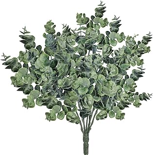 Supla Pack of 3 Faux Eucalyptus Leaves Spray Artificial Greenery Stems Fake Silver Dollar Eucalyptus Branches Plants in - Image 1