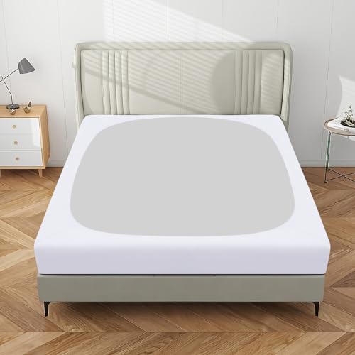 PureFit Stretchy Box Spring Cover Queen - Elastic Fitted Box Spring Wrap Around 4 Sides, Wrinkle & Fading Resistant Fits Queen Size Beds, White - Image 2