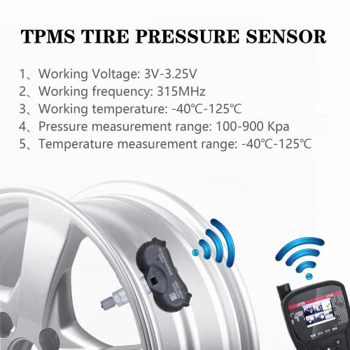 AdvanEX Tire Pressure Sensor 315 Mhz Compatible with Toyota Sequoia Sienna Tundra Replaces OE 42607-08010 42607-0C070 Set of 4pcs Tire Pressure Monitoring System Sensor - Image 3