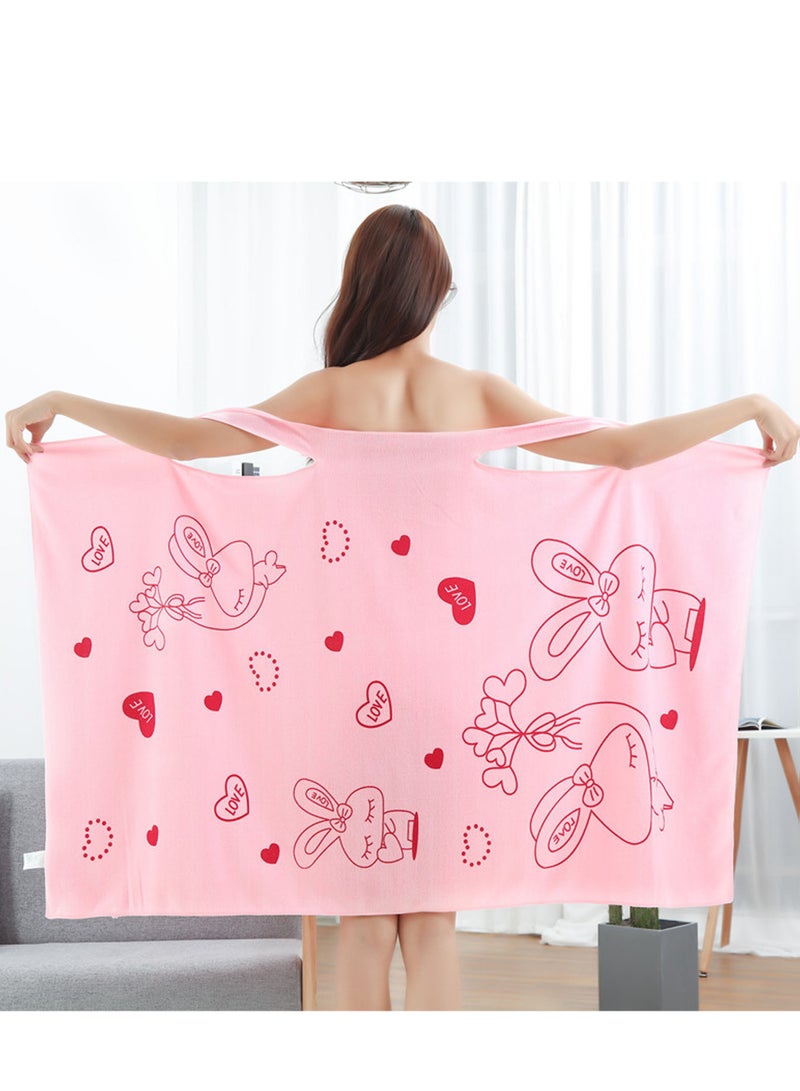 Large Bath Towel Wearable Bath Dress for Women Comfortable Bath Towel (pink)  - Image 1