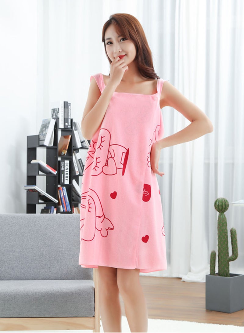 Large Bath Towel Wearable Bath Dress for Women Comfortable Bath Towel (pink)  - Image 2