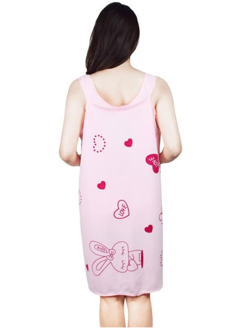 Large Bath Towel Wearable Bath Dress for Women Comfortable Bath Towel (pink)  - Image 4