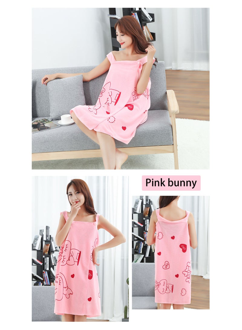 Large Bath Towel Wearable Bath Dress for Women Comfortable Bath Towel (pink)  - Image 5