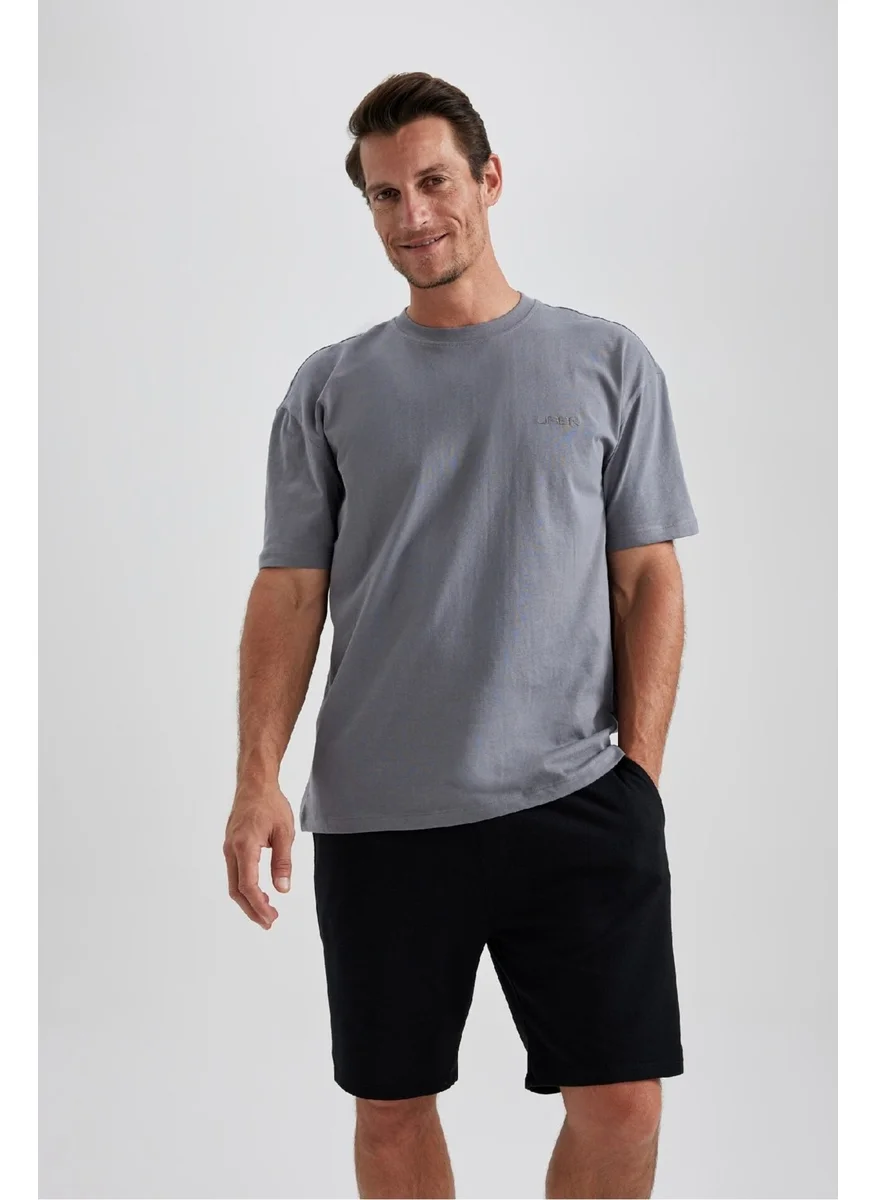 ديفاكتو Men's Gray Regular Fit Straight Cut Crew Neck 100% Cotton Short Sleeve T-Shirt B0662AXNS