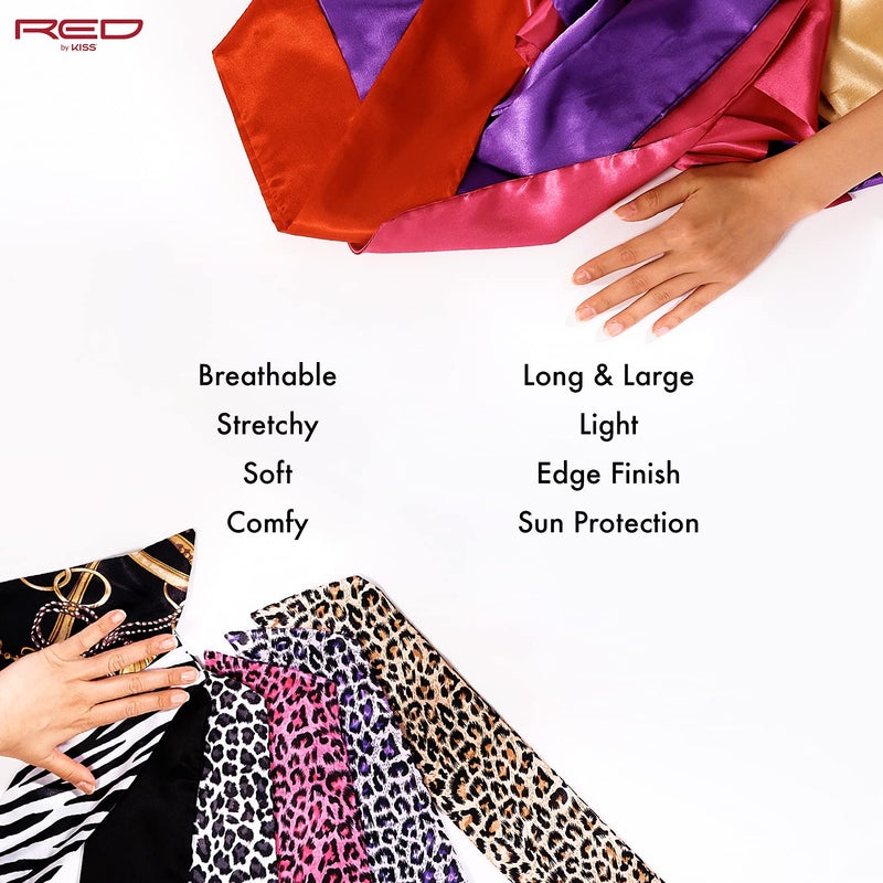 Red by Kiss Edge Laying Scarf Wrap for Hair Edge Silky Satin Scarf 4 PACK - Image 4