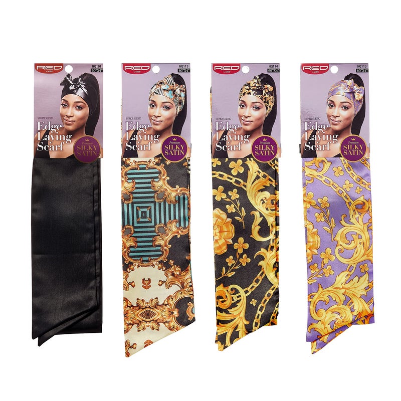 Red by Kiss Edge Laying Scarf Wrap for Hair Edge Silky Satin Scarf 4 PACK - Image 2
