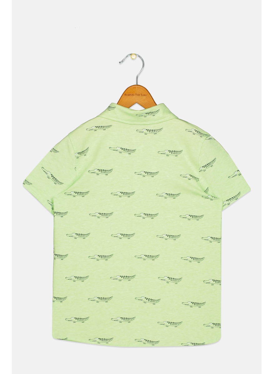 Andy & Evan Kids Boy Croco Print Short Sleeve Tops, Multicolor  - Image 2