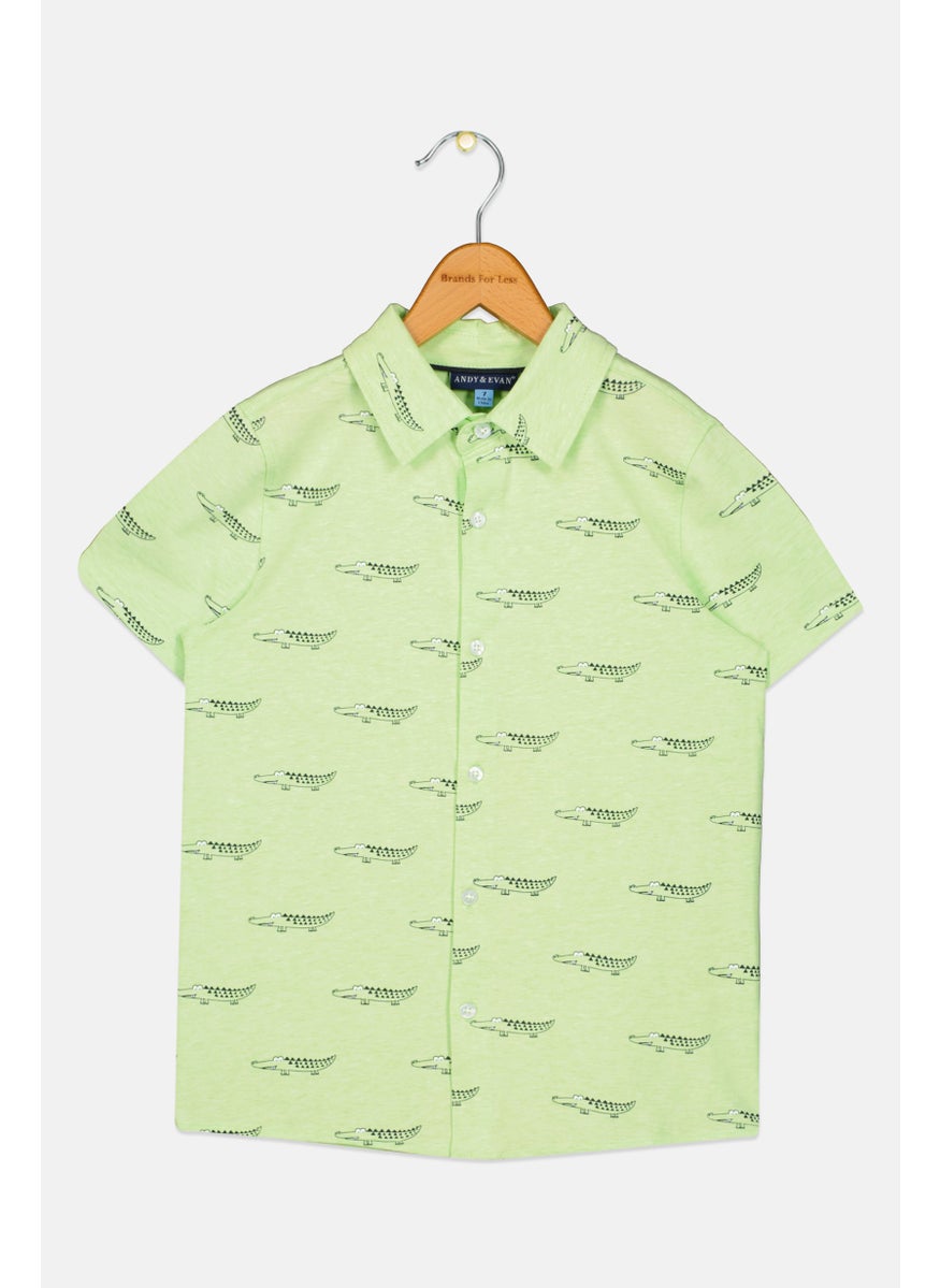 Andy & Evan Kids Boy Croco Print Short Sleeve Tops, Multicolor  - Image 1