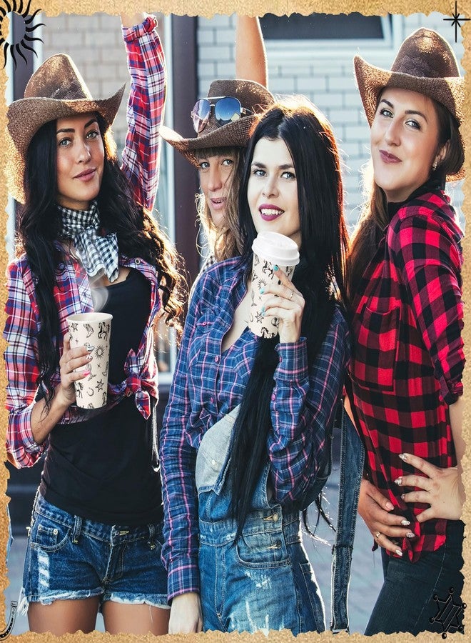 Funnymoom مجموعة Funnymoom من 100 كوب ورقي للاستخدام مرة واحدة بتصميم رعاة البقر الغربيين مع 120 غطاءً، سعة 12 أونصة، مثالية لحفلات استقبال المولود الجديد، وحفلات توديع العزوبية، وأعياد الميلاد. - Image 4