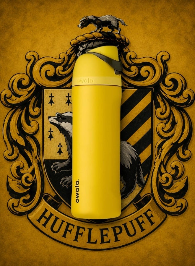 Owala 24 oz 710 ml Harry Potter FreeSip Insulated Stainless Steel Water Bottle, Hufflepuff Yellow - Image 1