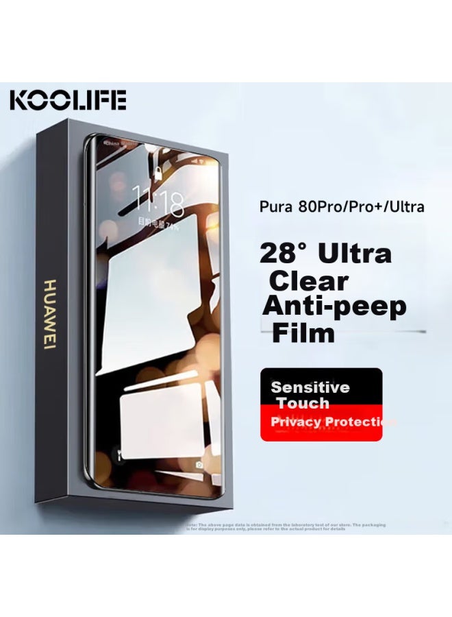 حماية شاشة الخصوصية Koolife لهاتف Huawei Pura80Pro/+ زجاج مقسى فائق النحافة مضاد للتجسس ومضاد للصدمات تغطية كاملة حماية شاشة عالية الدقة لهاتف Pura80Ultra