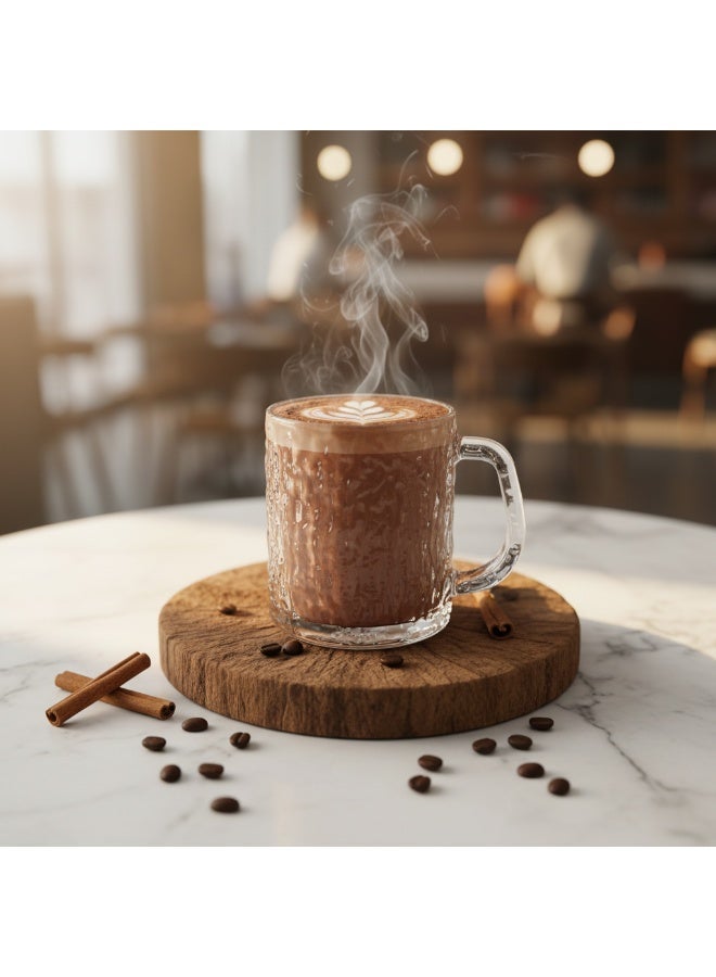 AKDC Crystal Textured Glass Mug 300ml | Bark Pattern Heavy Base | Hot & Cold Drinks - Image 2