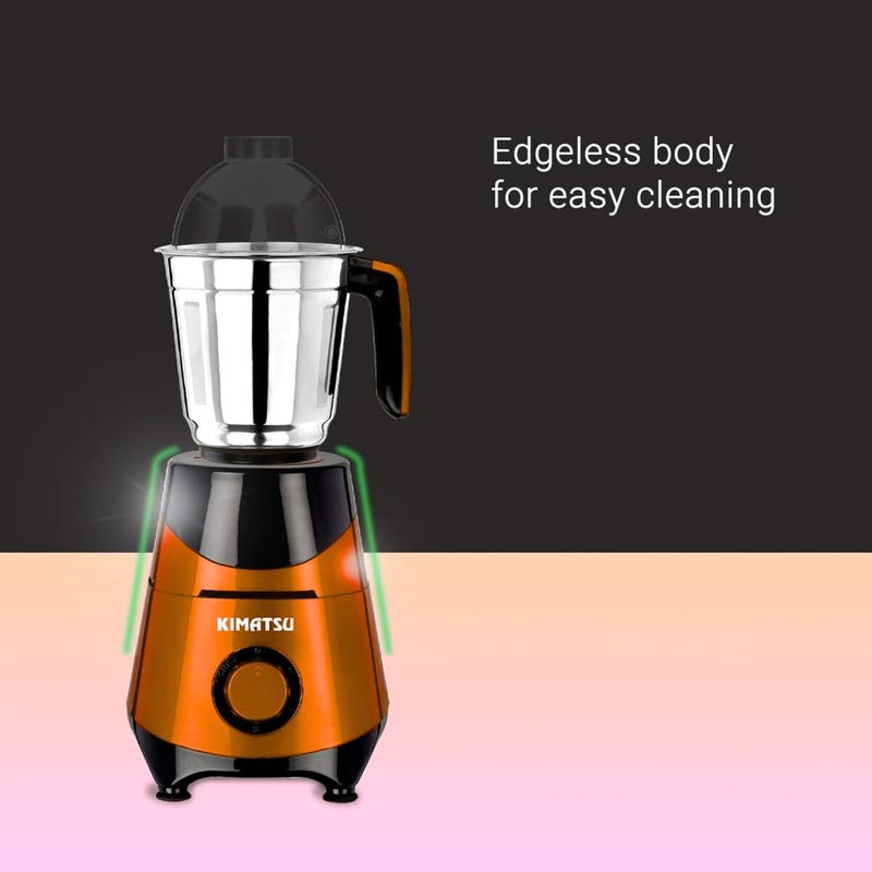 KIMATSU Kimatsu Supreme 750 Watts Mixer Grinder 3 Year Motor Warranty 3 JarsChutney Dry Wet Jar Precision Blend SS Blades Metallic Orange ABS Body  - Image 5