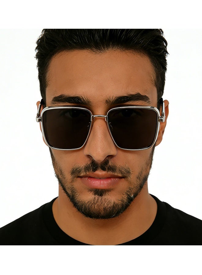 Retro Steampunk Square Sunglasses Silvery Metal Frame UV400 Polarized Lens Unisex Fashion Eyewear for Outdoor Sports Driving Fishing Picnics Daily Commutes Weekend Getaways Travel Outings,Gold - Image 4