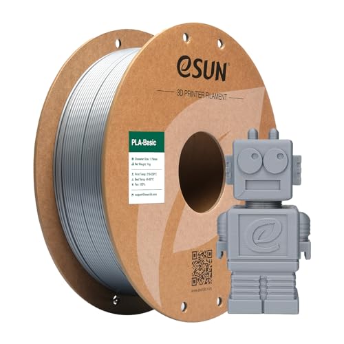 eSUN PLA Basic Filament 175mm 3D Printer Filament High Speed PLA for Fast Printing 1KG Spool 22 LBS 3D Printing Filament for High Speed 3D Printers Silver - Image 1