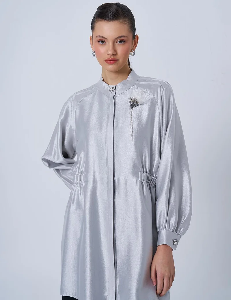 كايرا بروش تونيك ساتان رمادي مفصل