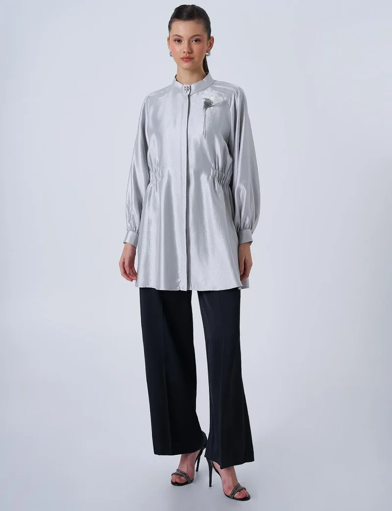 كايرا بروش تونيك ساتان رمادي مفصل