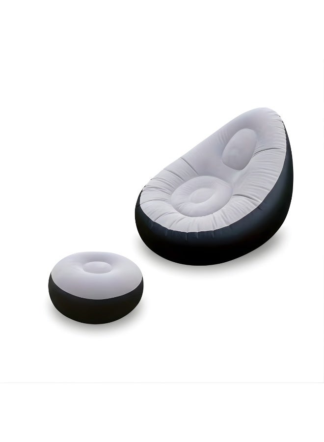 جيهام أريكة قابلة للنفخ – كراسي استرخاء قابلة للنفخ، أريكة هوائية مع مسند للقدمين ومضخة هواء، مثالية للألعاب والقراءة ومشاهدة الأفلام، مناسبة للتخييم الداخلي والخارجي - Image 1