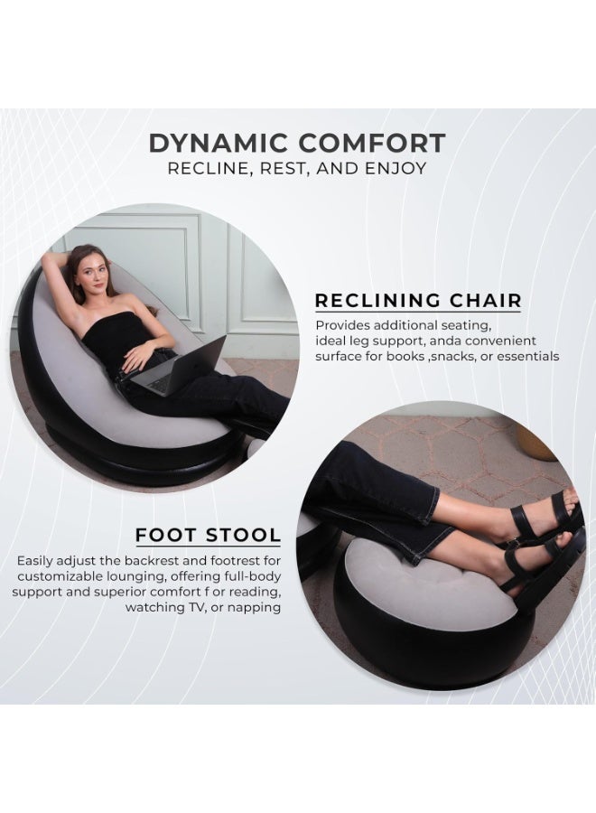 جيهام أريكة قابلة للنفخ – كراسي استرخاء قابلة للنفخ، أريكة هوائية مع مسند للقدمين ومضخة هواء، مثالية للألعاب والقراءة ومشاهدة الأفلام، مناسبة للتخييم الداخلي والخارجي - Image 4